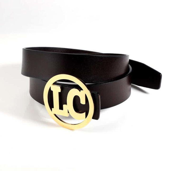 Round Custom Name 2 Letters DIY Buckle Leather Belt - image 3