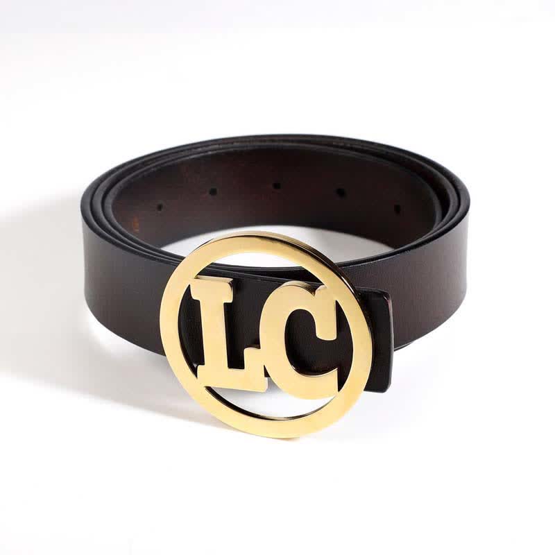 Round Custom Name 2 Letters DIY Buckle Leather Belt - Gold - Without Belt - Not Included Belt - image 0