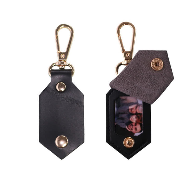 Custom Photo Birthday Anniversary Partner Leather Keychain - Black - image 6
