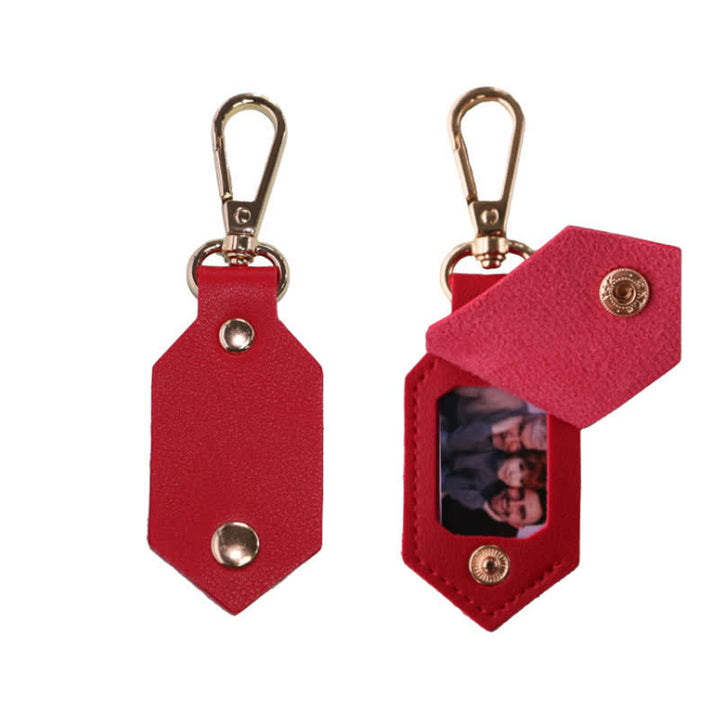 Custom Photo Birthday Anniversary Partner Leather Keychain - Red - image 8