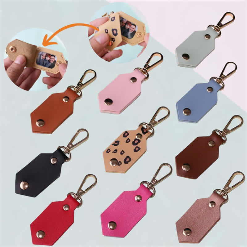 Custom Photo Birthday Anniversary Partner Leather Keychain