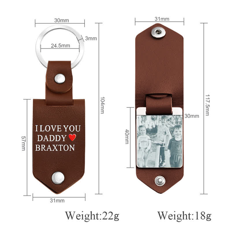 Creative Custom Photo Text Printed Leather Keychain - image 4