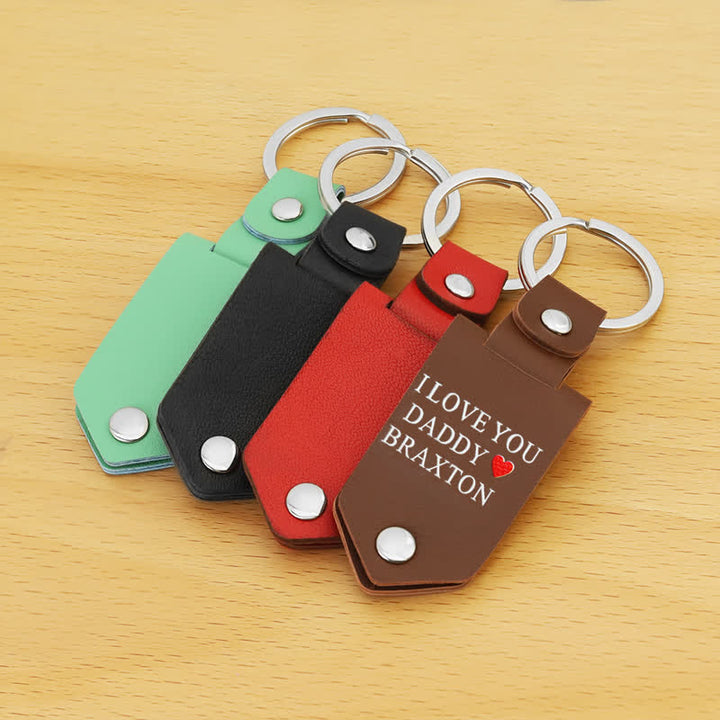 Creative Custom Photo Text Printed Leather Keychain - image 3