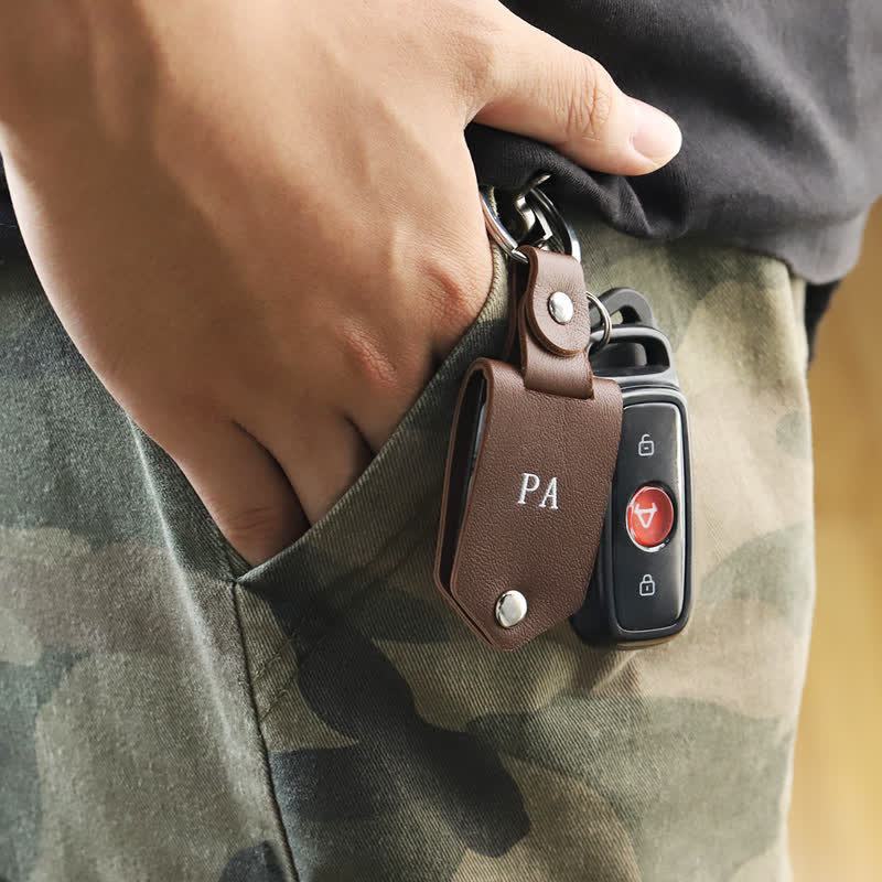 Creative Custom Photo Text Printed Leather Keychain - image 1