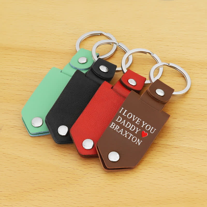 Creative Custom Photo Text Printed Leather Keychain - image 3
