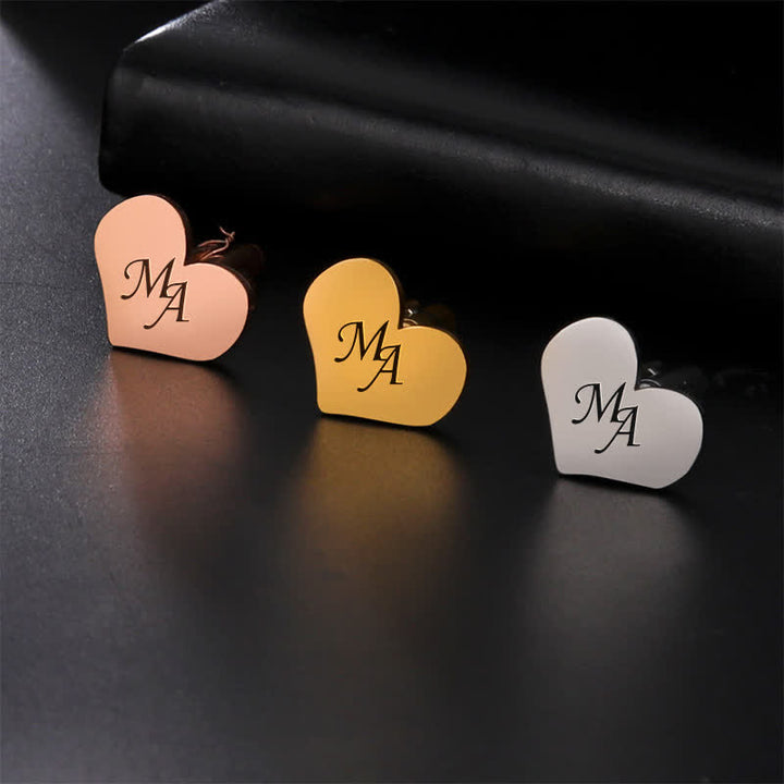 1 Pair Laser Custom Letter Square Round Heart Shape Suit Cufflinks