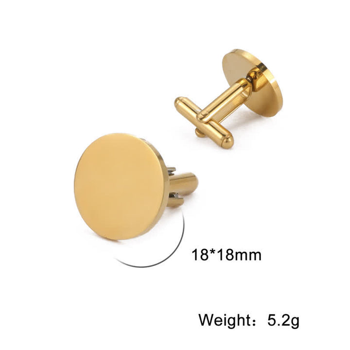 1 Pair Laser Custom Letter Square Round Heart Shape Suit Cufflinks - Round - Gold - image 7