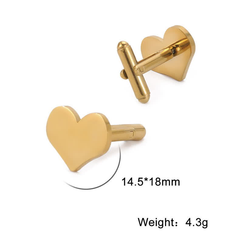 1 Pair Laser Custom Letter Square Round Heart Shape Suit Cufflinks
