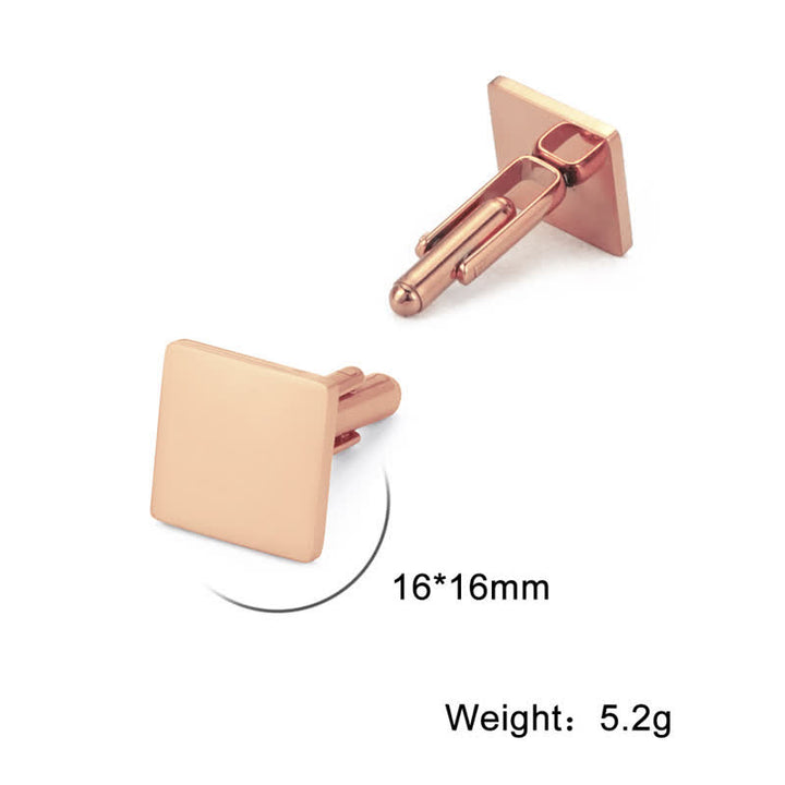 1 Pair Laser Custom Letter Square Round Heart Shape Suit Cufflinks - Square - Rose Gold - image 13