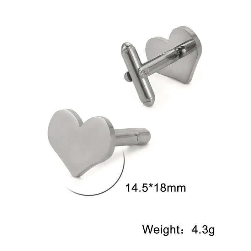 1 Pair Laser Custom Letter Square Round Heart Shape Suit Cufflinks