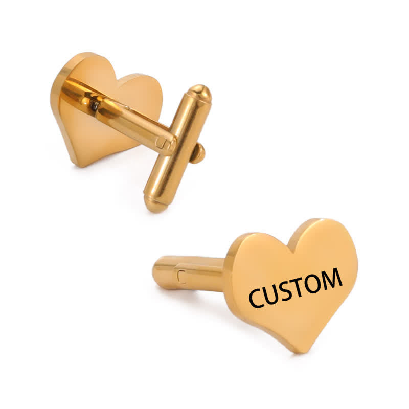 1 Pair Laser Custom Letter Square Round Heart Shape Suit Cufflinks