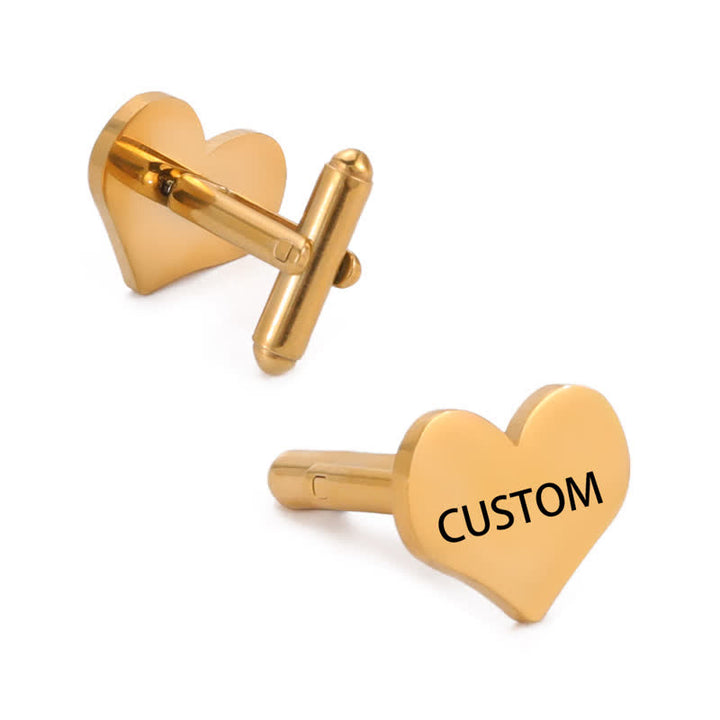 1 Pair Laser Custom Letter Square Round Heart Shape Suit Cufflinks