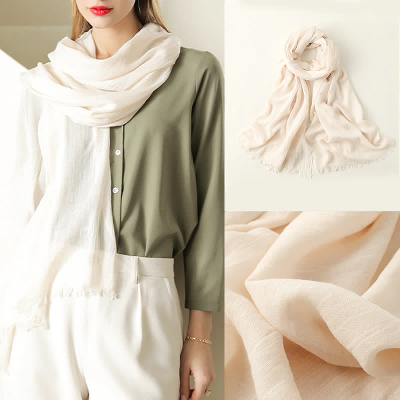 Solid Color Crinkle Travel Wrap Thin Summer Scarf - image 2