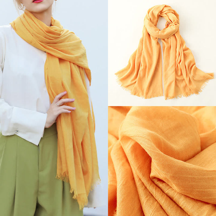 Solid Color Crinkle Travel Wrap Thin Summer Scarf
