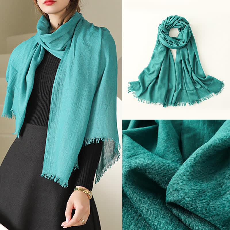 Solid Color Crinkle Travel Wrap Thin Summer Scarf - image 4
