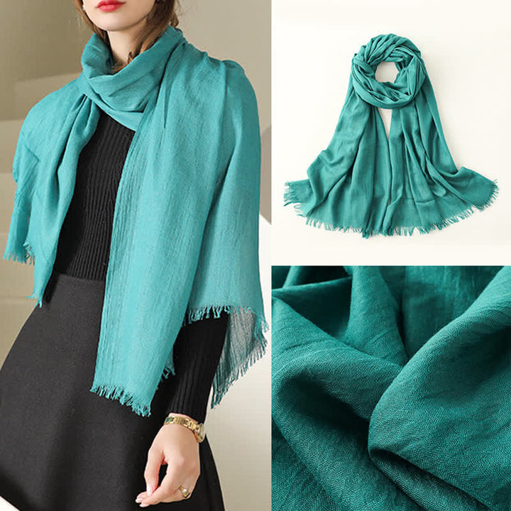 Solid Color Crinkle Travel Wrap Thin Summer Scarf - image 4