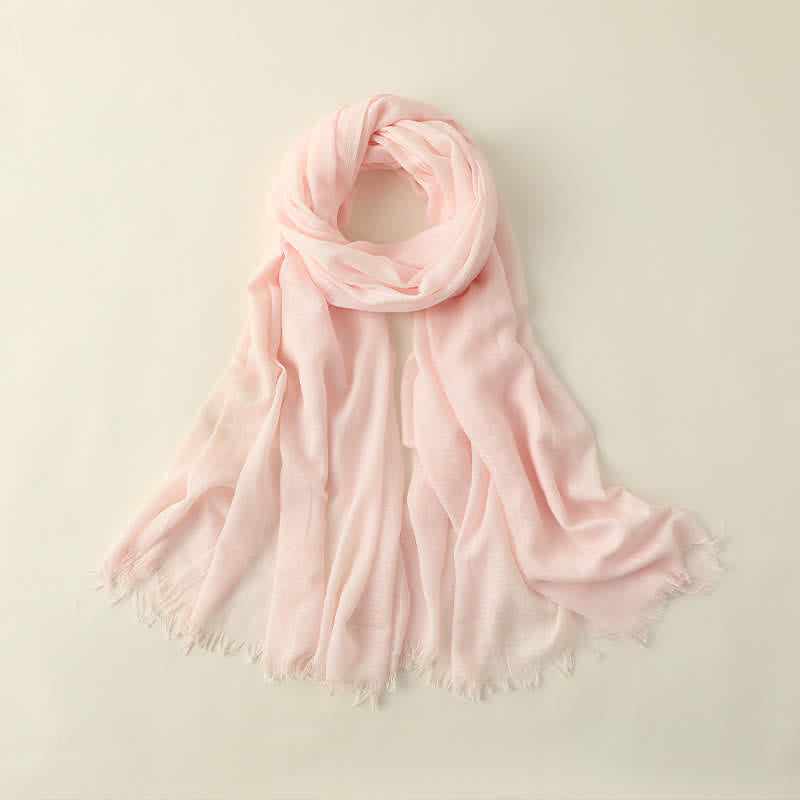 Solid Color Crinkle Travel Wrap Thin Summer Scarf - LightPink - image 23