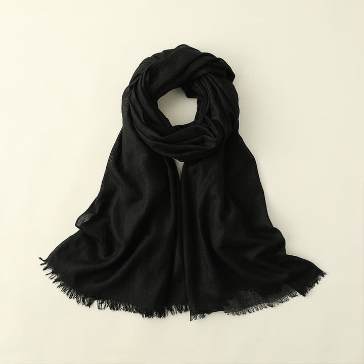 Solid Color Crinkle Travel Wrap Thin Summer Scarf - Black - image 24