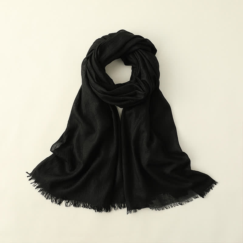 Solid Color Crinkle Travel Wrap Thin Summer Scarf - Black - image 24