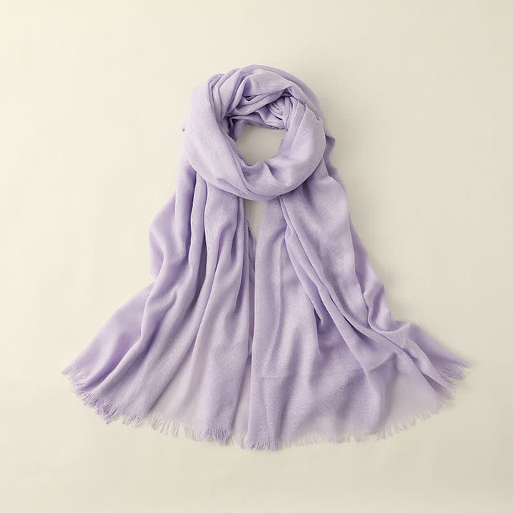 Solid Color Crinkle Travel Wrap Thin Summer Scarf - Light Purple - image 36
