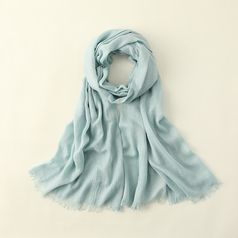 Solid Color Crinkle Travel Wrap Thin Summer Scarf - PowderBlue - image 14