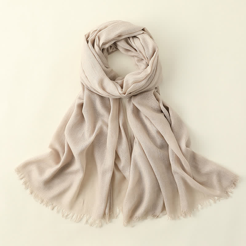 Solid Color Crinkle Travel Wrap Thin Summer Scarf - Khaki - image 35