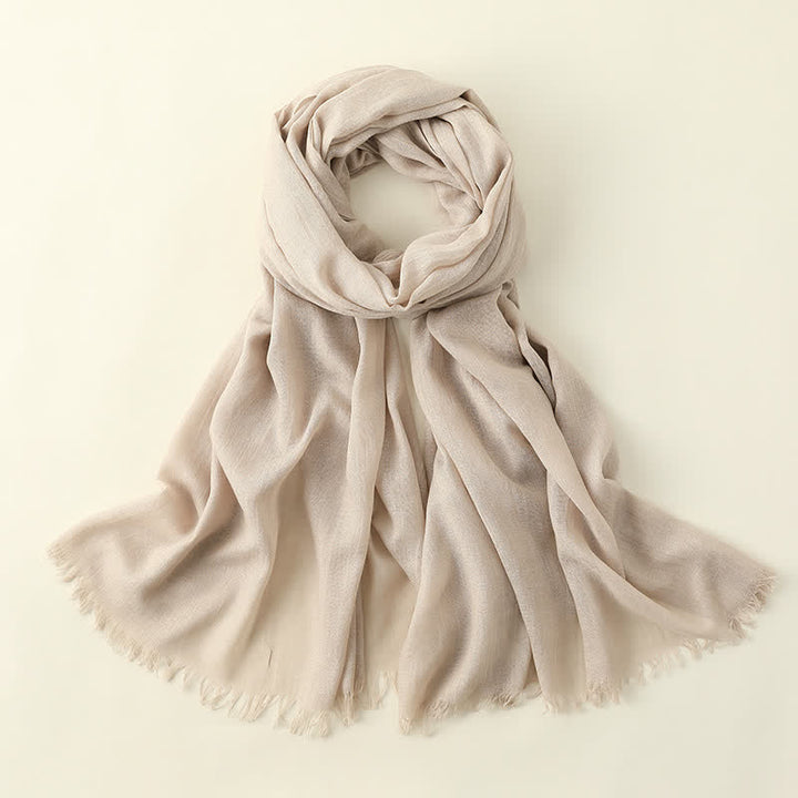 Solid Color Crinkle Travel Wrap Thin Summer Scarf - Khaki - image 35