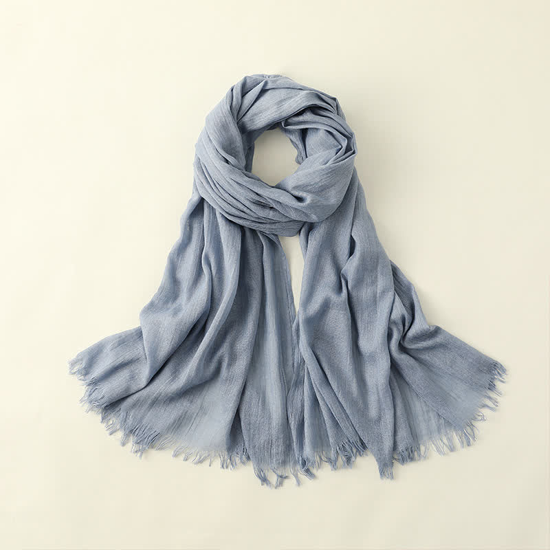 Solid Color Crinkle Travel Wrap Thin Summer Scarf - LightSteelBlue - image 34