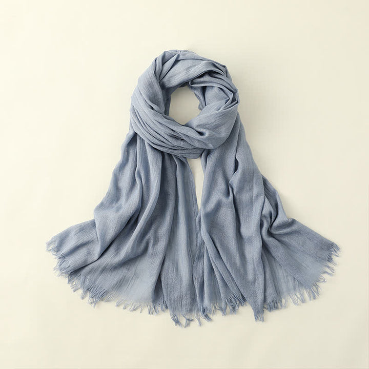 Solid Color Crinkle Travel Wrap Thin Summer Scarf - LightSteelBlue - image 34
