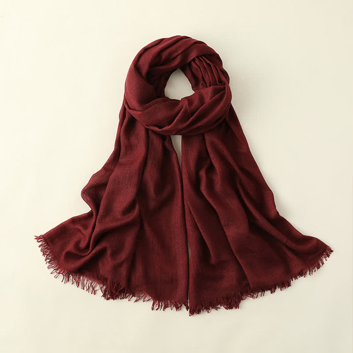 Solid Color Crinkle Travel Wrap Thin Summer Scarf - Maroon - image 20