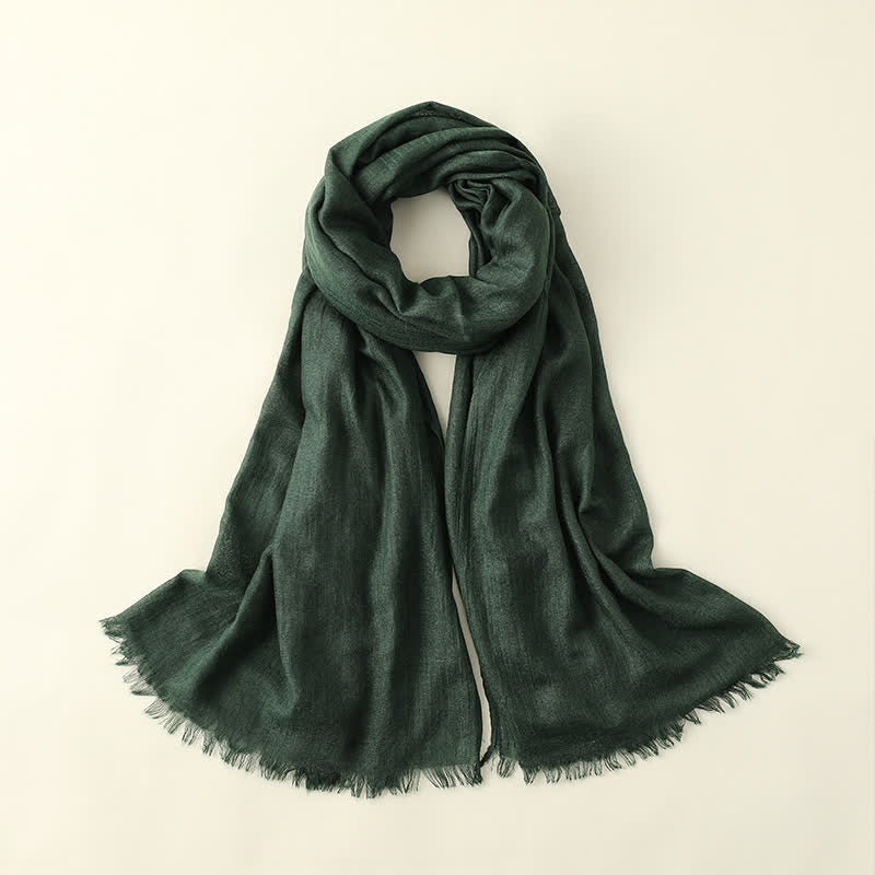 Solid Color Crinkle Travel Wrap Thin Summer Scarf - DarkGreen - image 7