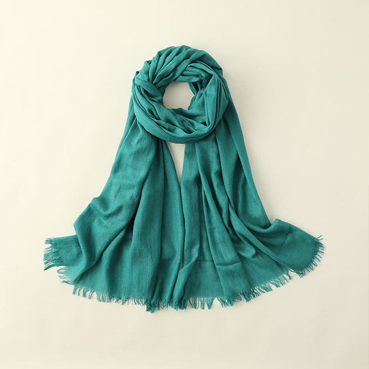 Solid Color Crinkle Travel Wrap Thin Summer Scarf - LightSeaGreen - image 17