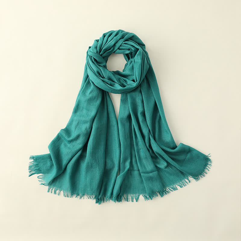 Solid Color Crinkle Travel Wrap Thin Summer Scarf - LightSeaGreen - image 17