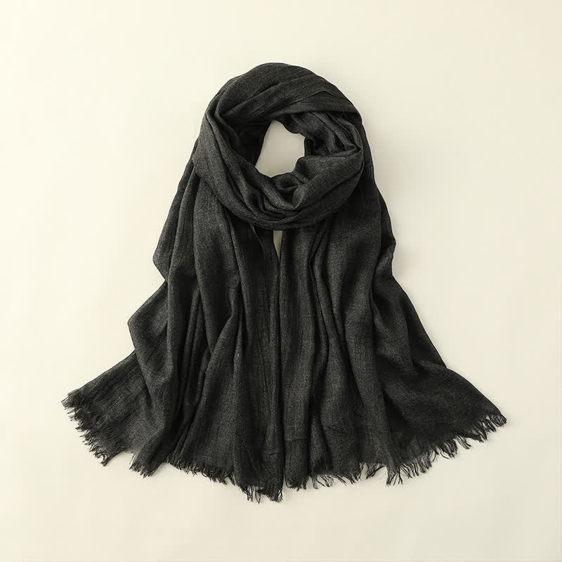 Solid Color Crinkle Travel Wrap Thin Summer Scarf - Dark Gray - image 22