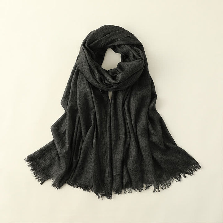 Solid Color Crinkle Travel Wrap Thin Summer Scarf - Dark Gray - image 22