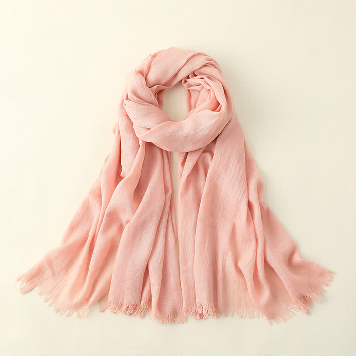 Solid Color Crinkle Travel Wrap Thin Summer Scarf - Pink - image 32