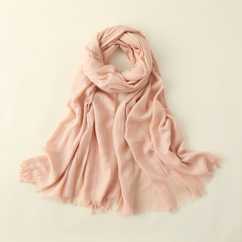 Solid Color Crinkle Travel Wrap Thin Summer Scarf - PeachPuff - image 26