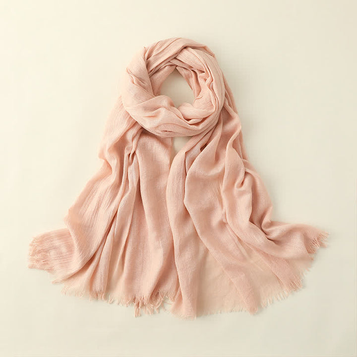 Solid Color Crinkle Travel Wrap Thin Summer Scarf - PeachPuff - image 26