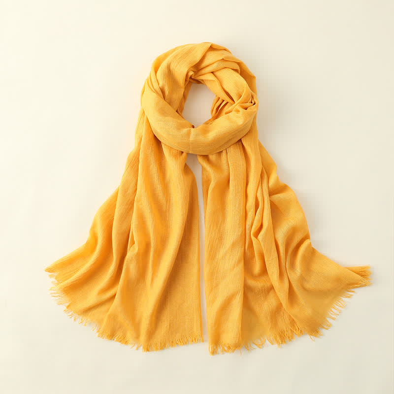 Solid Color Crinkle Travel Wrap Thin Summer Scarf - Gold - image 1