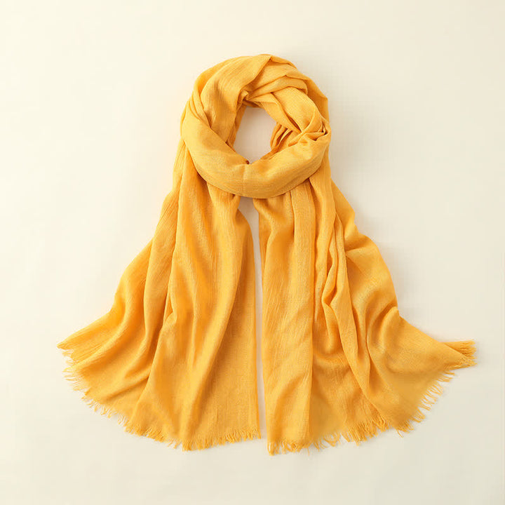 Solid Color Crinkle Travel Wrap Thin Summer Scarf - Gold - image 1