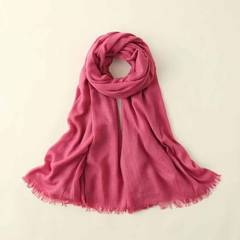Solid Color Crinkle Travel Wrap Thin Summer Scarf - DeepPink - image 12