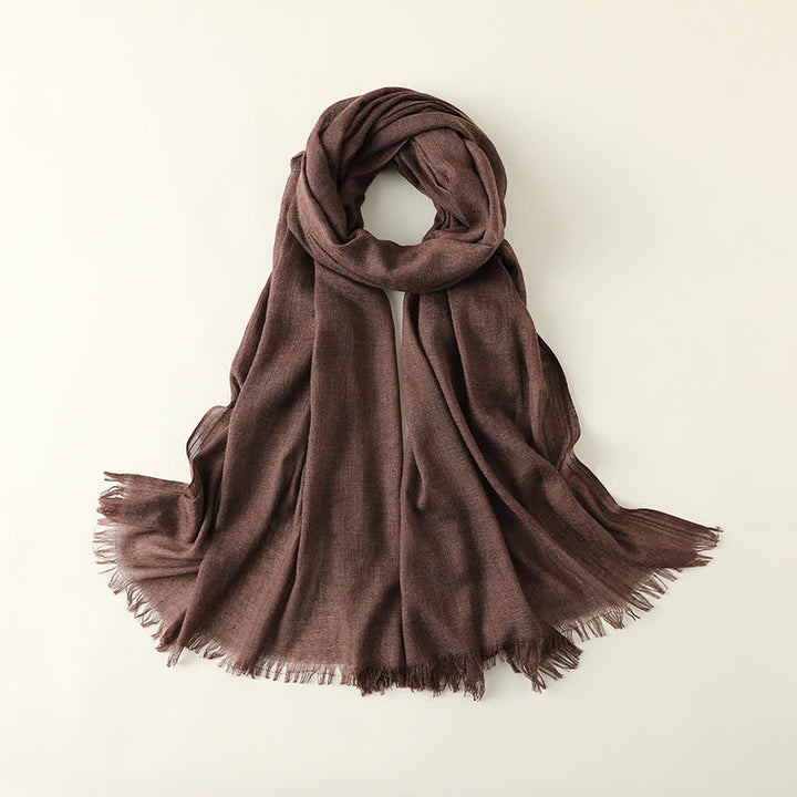 Solid Color Crinkle Travel Wrap Thin Summer Scarf - Coffee - image 38