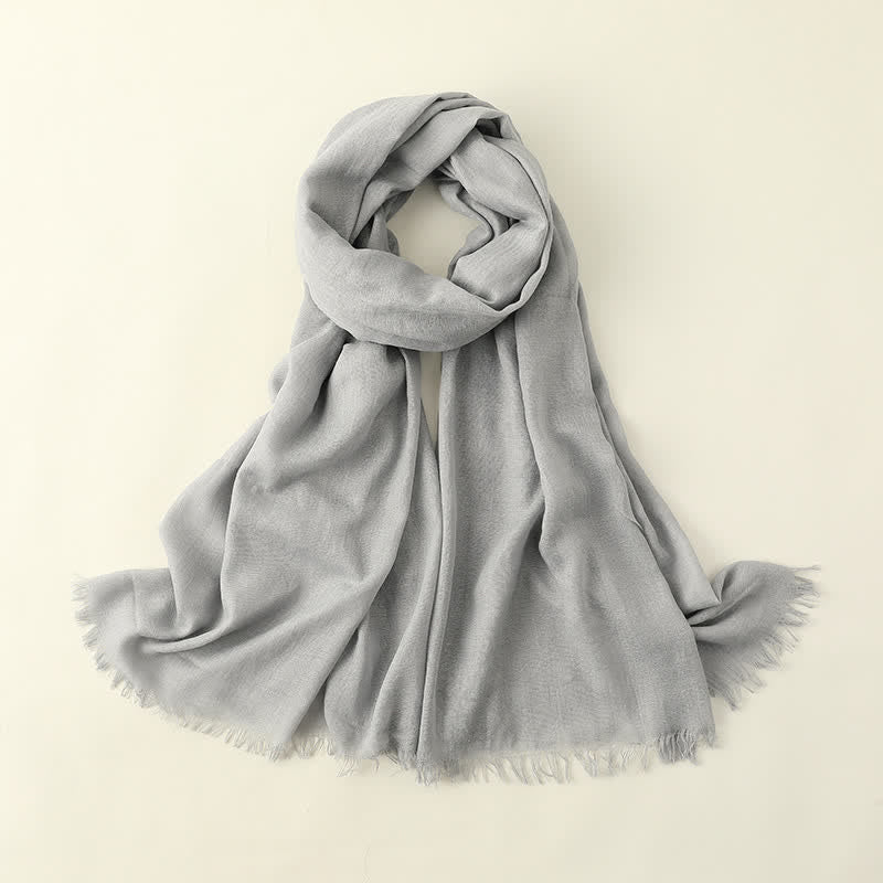 Solid Color Crinkle Travel Wrap Thin Summer Scarf - Light Gray - image 37