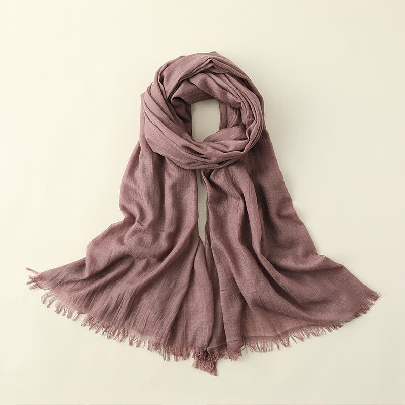 Solid Color Crinkle Travel Wrap Thin Summer Scarf - RosyBrown - image 31