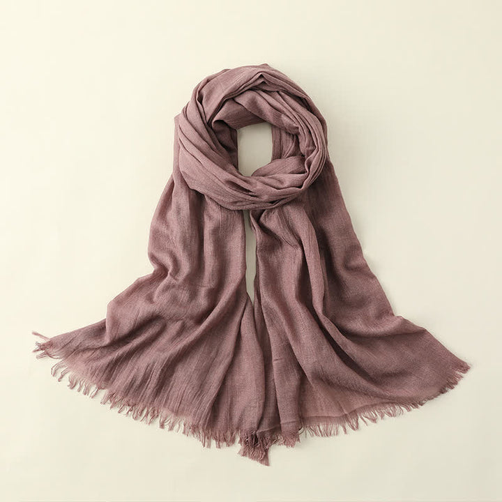 Solid Color Crinkle Travel Wrap Thin Summer Scarf - RosyBrown - image 31