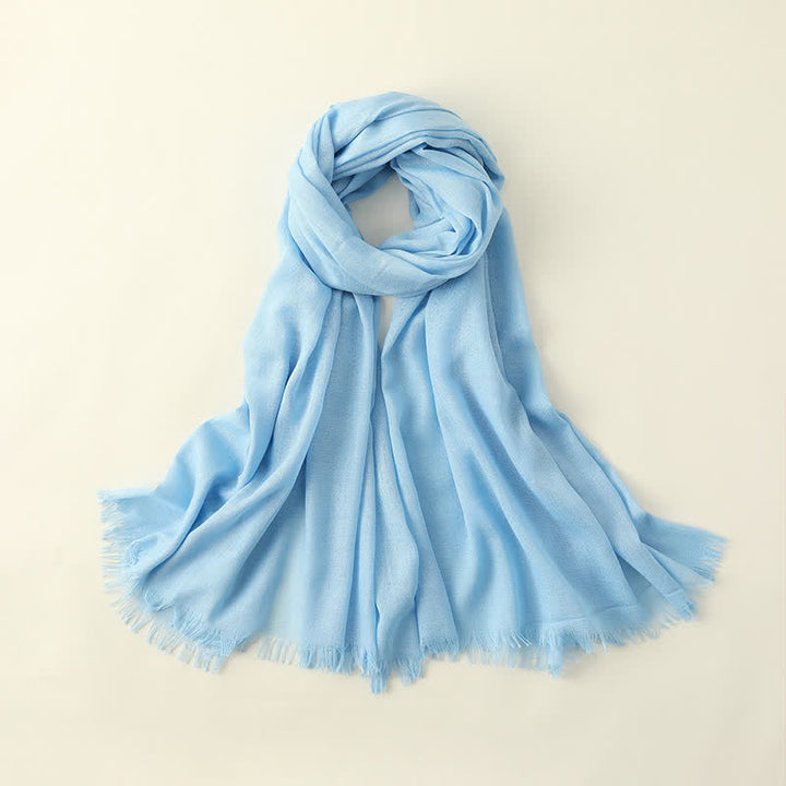 Solid Color Crinkle Travel Wrap Thin Summer Scarf - LightSkyBlue - image 13