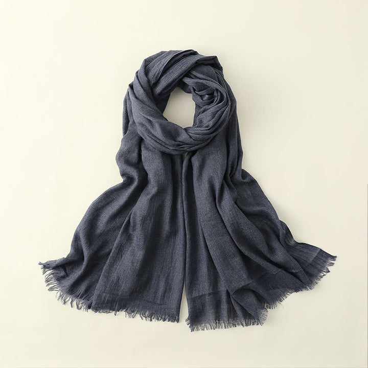 Solid Color Crinkle Travel Wrap Thin Summer Scarf - LightSlateGray - image 33