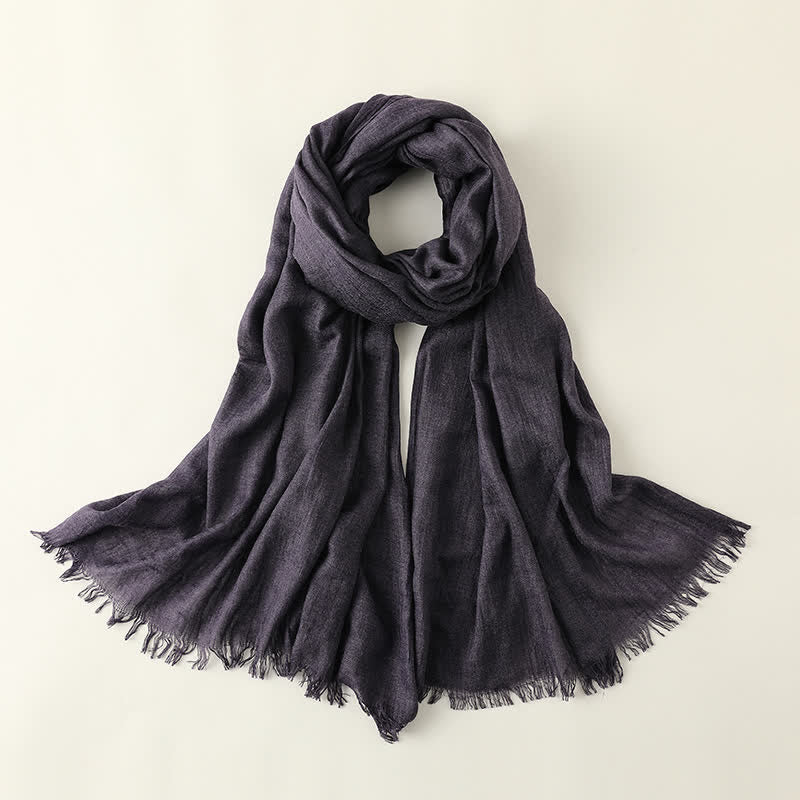 Solid Color Crinkle Travel Wrap Thin Summer Scarf - Purple - image 21