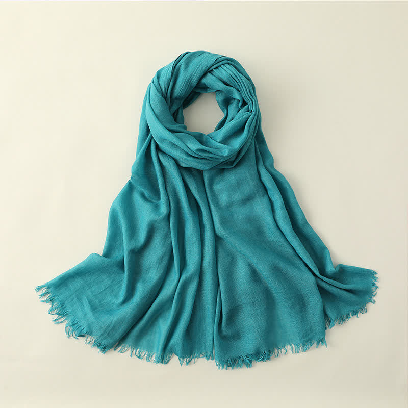 Solid Color Crinkle Travel Wrap Thin Summer Scarf - DarkTurquoise - image 10