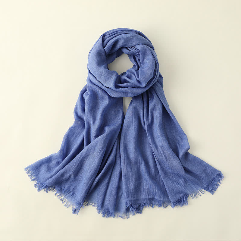 Solid Color Crinkle Travel Wrap Thin Summer Scarf - RoyalBlue - image 27